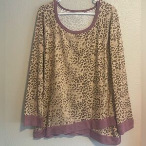Twenty Second Mauve and Animal Print Top